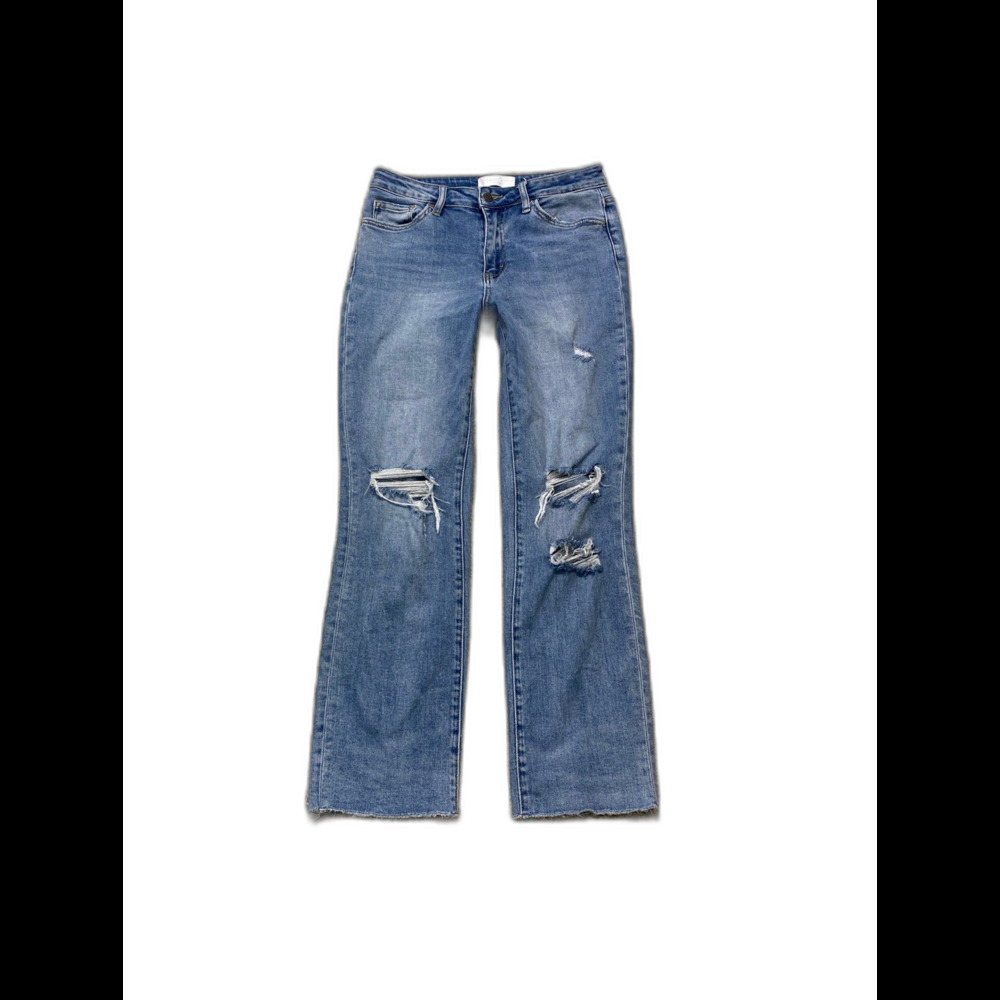 Vervet High-Rise Ankle Straight Leg Distressed Stretch Raw Hem Denim Jeans Sz 28